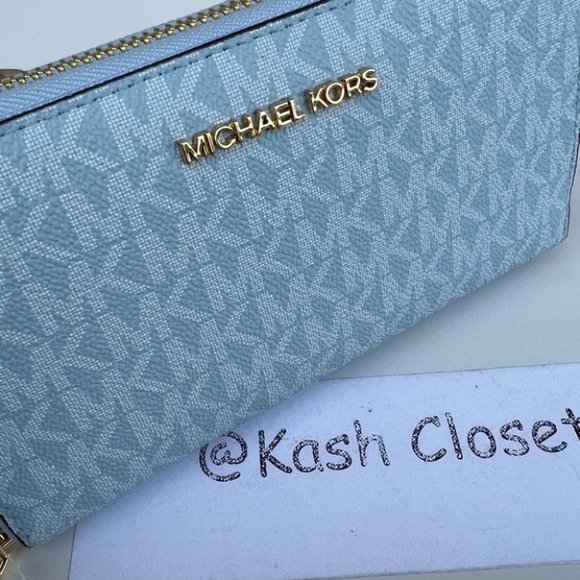Michael Kors JST Large MF phone Case Wallet/Wristlet -Pale Ocean - Picture 7 of 8